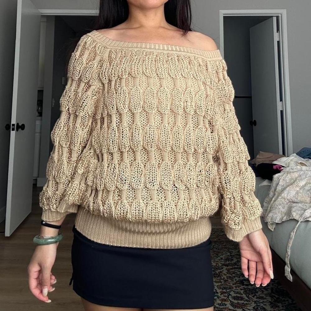 Women's Tan and Cream Jumper Size M
